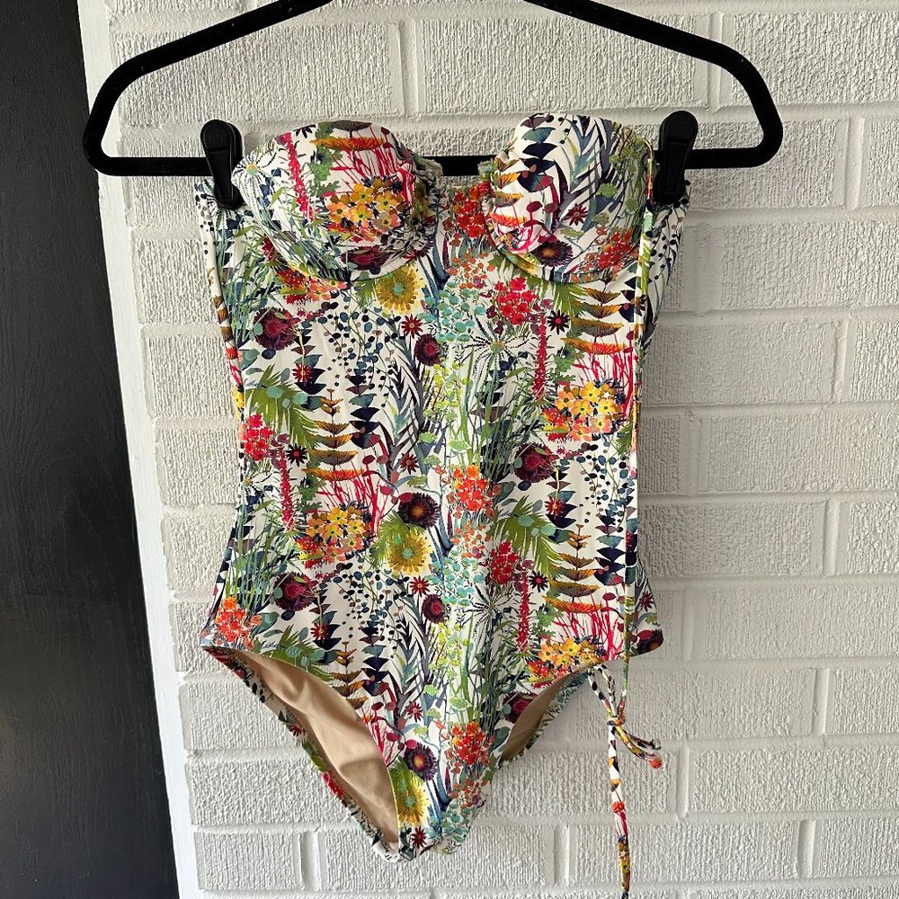 J. Crew Floral Strapless Swimsuit -- 2